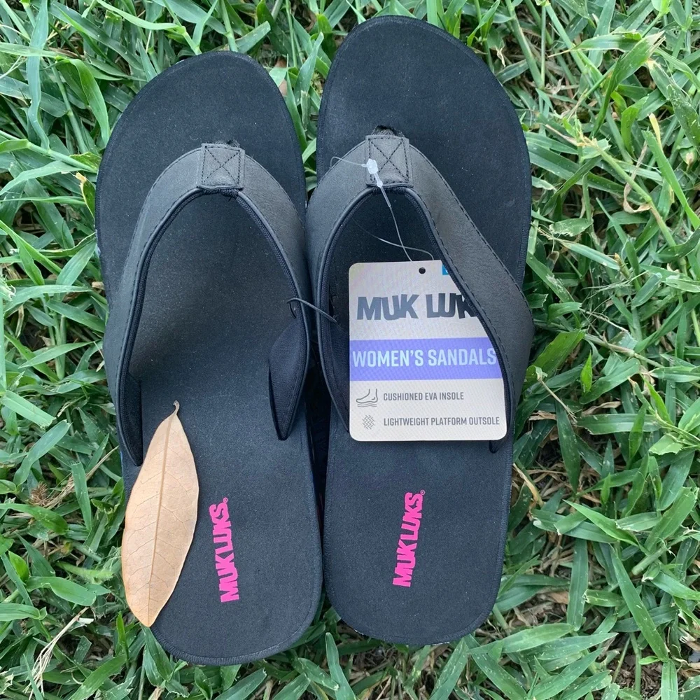 Muk Luks Printed Flip Flop Wedge size 10 - Picture 3 of 9